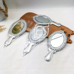 Souvenir Kaca Gagang Oval Emas/Perak Kemas Plastik